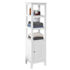SoBuy FRG205-W, Floor Standing Tall Bathroom Storage Cabinet with 3 Shelves and 1 Cabinet, White