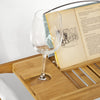 SoBuy FRG207-N, Extendable Bamboo Bathtub Rack with Book Rest iPad Phone Holder, Wood