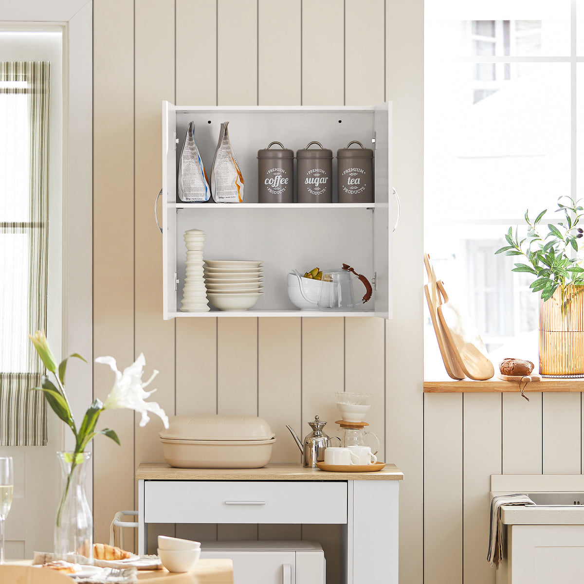 SoBuy FRG231-W, Bathroom Wall Cabinet Mounted Storage Unit with Adjustable Shelf and Door Small Slim Bathroom Cupboard for Towel & Toiletries, Ideal for Mirror Cabinet Replacement White 60x30x60 cm
