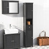 SoBuy FRG236-DG, Tall Bathroom Storage Cabinet Freestanding Bathroom Unit with 2 Doors, Drawer and Open Shelf Narrow Bathroom Furniture for Toilet, Laundry or Hallway W32 x D30 x H170cm