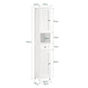 SoBuy FRG236-W, Tall Bathroom Storage Cabinet Freestanding Bathroom Unit with 2 Doors, Drawer and Open Shelf Narrow Bathroom Furniture for Toilet Laundry or Hallway White W32 x D30 x H170cm