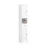 SoBuy FRG236-W, Tall Bathroom Storage Cabinet Freestanding Bathroom Unit with 2 Doors, Drawer and Open Shelf Narrow Bathroom Furniture for Toilet Laundry or Hallway White W32 x D30 x H170cm