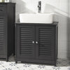 SoBuy FRG237-DG, Under Sink Bathroom Cabinet with Adjustable Shelves, MDF Bathroom Storage Unit for Under Sink Storage, Anti-Mold Louvered Door, Dark Grey,W60 x D35 x H58cm