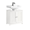 SoBuy FRG237-II-W, Under Sink Bathroom Cabinet with Adjustable Shelves, MDF Bathroom Storage Unit for Under Sink Storage, Anti-Mold Louvered Door, suitable for Pedestal Sinks, White, 60x58x35cm