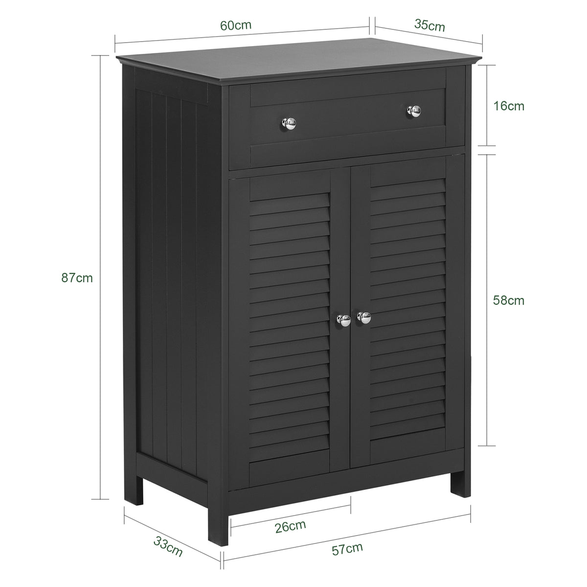 SoBuy FRG238-DG dimensions diagram W60×D35×H87cm 50kg load capacity