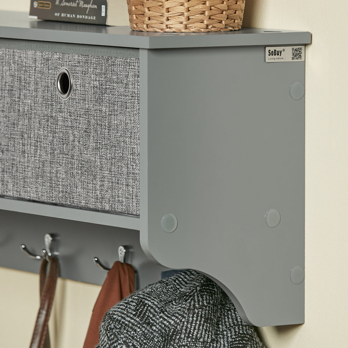 SoBuy FRG282-HG coat hook detail – wall mounted hook rack for hallway entryway