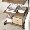 SoBuy FRG81-PF, Desk Side Printer Shelf Stand, Serving Trolley Side Table on Wheels, Brown