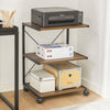 SoBuy FRG81-PF, Desk Side Printer Shelf Stand, Serving Trolley Side Table on Wheels, Brown