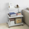SoBuy FRG81-W, Desk Side Printer Shelf Stand, Serving Trolley Side Table on Wheels, White