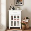 SoBuy FSB31-W, Sideboard with 1 Drawer and 1 Glass Door, Storage Cabinet Cupboard Side Cabinet, White