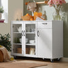 SoBuy FSB57-W, Kitchen Dining Room Living Room Sideboard Storage Cabinet Cupboard on Wheels, White
