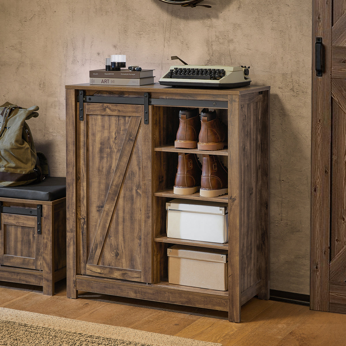 SoBuy FSB59-N, Storage Cabinet Sideboard with Sliding Door, Hallway Shoe Cabinet, Wood