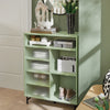 SoBuy FSB61-GR, Shoe Cabinet Storage Cupboard Sideboard with Glass Sliding Door, Green