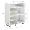 SoBuy FSB61-W, Shoe Cabinet Storage Cupboard Sideboard With Glass Sliding Door, White