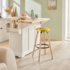 SoBuy FST89-G, Kitchen Breakfast Barstool Bar Stool with Metal Seat & Beech Wood Legs, Gold