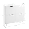 SoBuy FSR100-W, Narrow Shoe Rack Shoe Cabinet with 4 Flip Drawers Slim Wooden Storage Cupboard for Hallway Entrance Foyer or Understairs White W100 x D19 x H91cm
