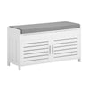 SoBuy FSR102-W, Shoe Rack Shoe Storage Bench with Folding Padded Seat - Adjustable Storage Shelves - Ideal for Entryway, Hallway, Bedroom - Modern Design, White, 90x33x50cm, 100kg Capacity