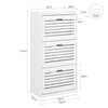 SoBuy FSR108-W, 3 Drawers Shoe Cabinet Shoe Rack Shoe Storage Cupboard Organizer Unit, White