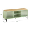 SoBuy FSR115-GR, Hallway Storage Bench Shoe Cabinet with Glass Sliding Doors and Seat Cushion, Green