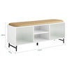 SoBuy FSR115-W, Hallway Storage Bench Shoe Cabinet With Glass Sliding Doors And Seat Cushion, White