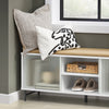 SoBuy FSR115-W, Hallway Storage Bench Shoe Cabinet With Glass Sliding Doors And Seat Cushion, White