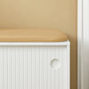 SoBuy FSR116-W, Hallway Storage Bench Shoe Rack with Sliding Doors and Seat Cushion, White