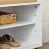 SoBuy FSR116-W, Hallway Storage Bench Shoe Rack with Sliding Doors and Seat Cushion, White