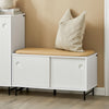 SoBuy FSR116-W, Hallway Storage Bench Shoe Rack with Sliding Doors and Seat Cushion, White