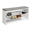 SoBuy FSR119-W, Hallway Shoe Bench Shoe Cabinet with Seat Cushion and Flip-drawer, White