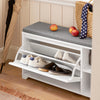 SoBuy FSR119-W, Hallway Shoe Bench Shoe Cabinet with Seat Cushion and Flip-drawer, White