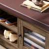 SoBuy FSR122-N, Hallway Storage Bench with 2 Glass Doors and PU Leather Seat Cushion, Wood