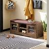 SoBuy FSR122-N, Hallway Storage Bench with 2 Glass Doors and PU Leather Seat Cushion, Wood