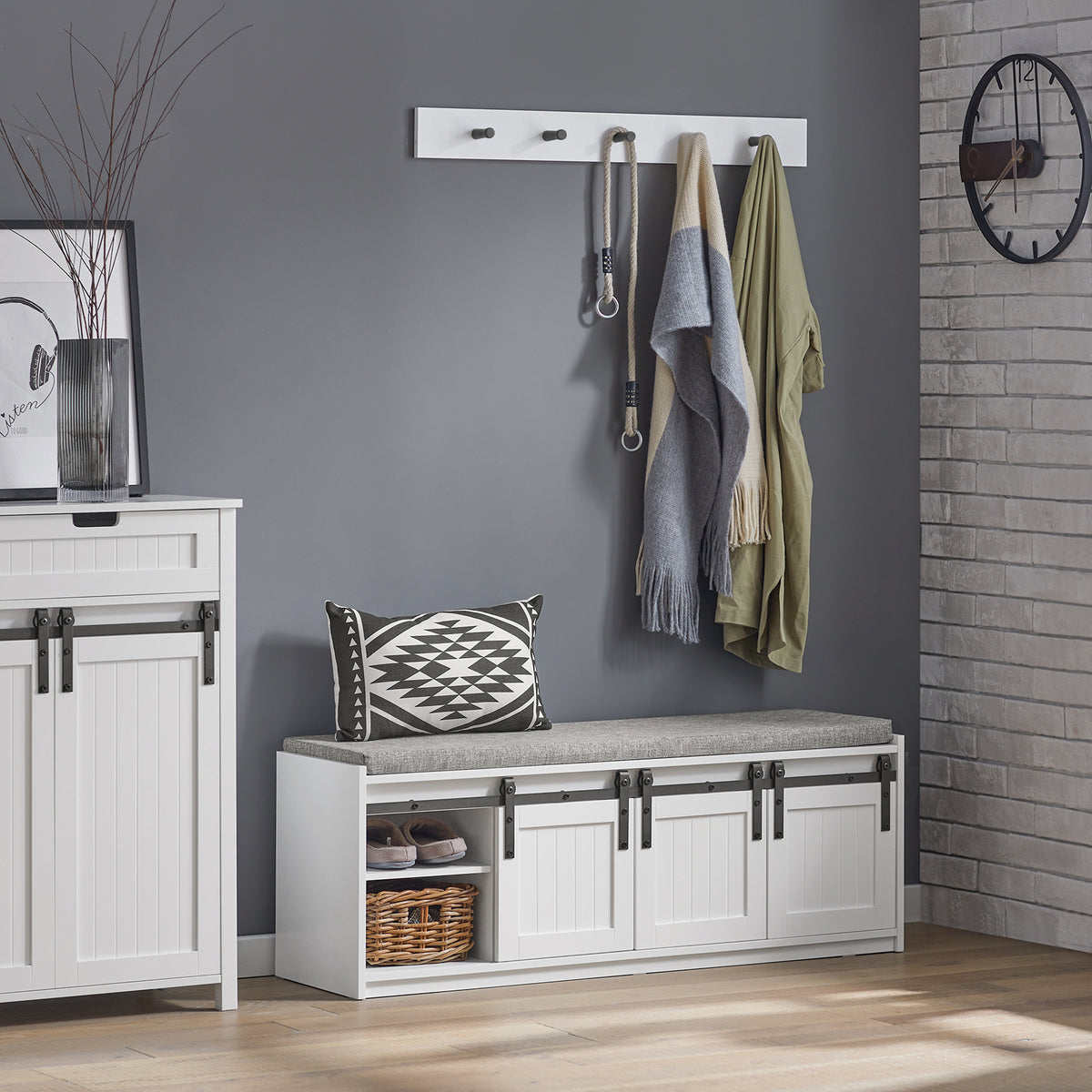 SoBuy FSR133-W, Hallway Storage Bench Shoe Bench Shoe Rack Shoe Cabinet, White