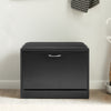 SoBuy FSR16-SCH, Hallway Shoe Bench Shoe Cabinet with Flip-drawer and Removable Seat Cushion, Black, Black