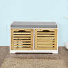 SoBuy FSR23-K-WN, Shoe Cabinet Storage Bench with 2 Drawers & Seat Cushion, White