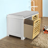 SoBuy FSR23-K-WN, Shoe Cabinet Storage Bench with 2 Drawers & Seat Cushion, White
