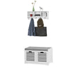 SoBuy FSR23-K-W+FRG48-W, Hallway Furniture Set, Shoe Storage Bench and Wall Coat Rack, White