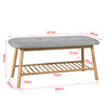 SoBuy FSR24-K-HG, Bamboo Shoe Rack Storage Bench with Seat Cushion, Hallway Bedroom Upholstered Bench, Grey