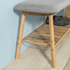 SoBuy FSR24-K-HG, Bamboo Shoe Rack Storage Bench with Seat Cushion, Hallway Bedroom Upholstered Bench, Grey
