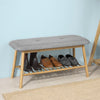 SoBuy FSR24-K-HG, Bamboo Shoe Rack Storage Bench with Seat Cushion, Hallway Bedroom Upholstered Bench, Grey