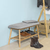SoBuy FSR24-K-HG, Bamboo Shoe Rack Storage Bench with Seat Cushion, Hallway Bedroom Upholstered Bench, Grey