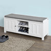 SoBuy FSR35-W, Storage Bench with 2 Doors & Removable Seat Cushion, Shoe Cabinet Shoe Bench, White