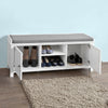 SoBuy FSR35-W, Storage Bench with 2 Doors & Removable Seat Cushion, Shoe Cabinet Shoe Bench, White