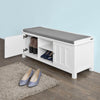 SoBuy FSR35-W, Storage Bench with 2 Doors & Removable Seat Cushion, Shoe Cabinet Shoe Bench, White