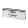 SoBuy FSR35-W, Storage Bench with 2 Doors & Removable Seat Cushion, Shoe Cabinet Shoe Bench, White