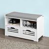 SoBuy FSR36-K-W, Shoe Storage Bench with 2 Drawers & Seat Cushion, Hallway Cabinet Shoe Rack, White