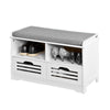 SoBuy FSR36-K-W, Shoe Storage Bench with 2 Drawers & Seat Cushion, Hallway Cabinet Shoe Rack, White