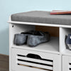 SoBuy FSR36-W, Shoe Storage Bench with 3 Drawers & Seat Cushion, Hallway Cabinet Shoe Rack, White