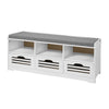 SoBuy FSR36-W, Shoe Storage Bench with 3 Drawers & Seat Cushion, Hallway Cabinet Shoe Rack, White