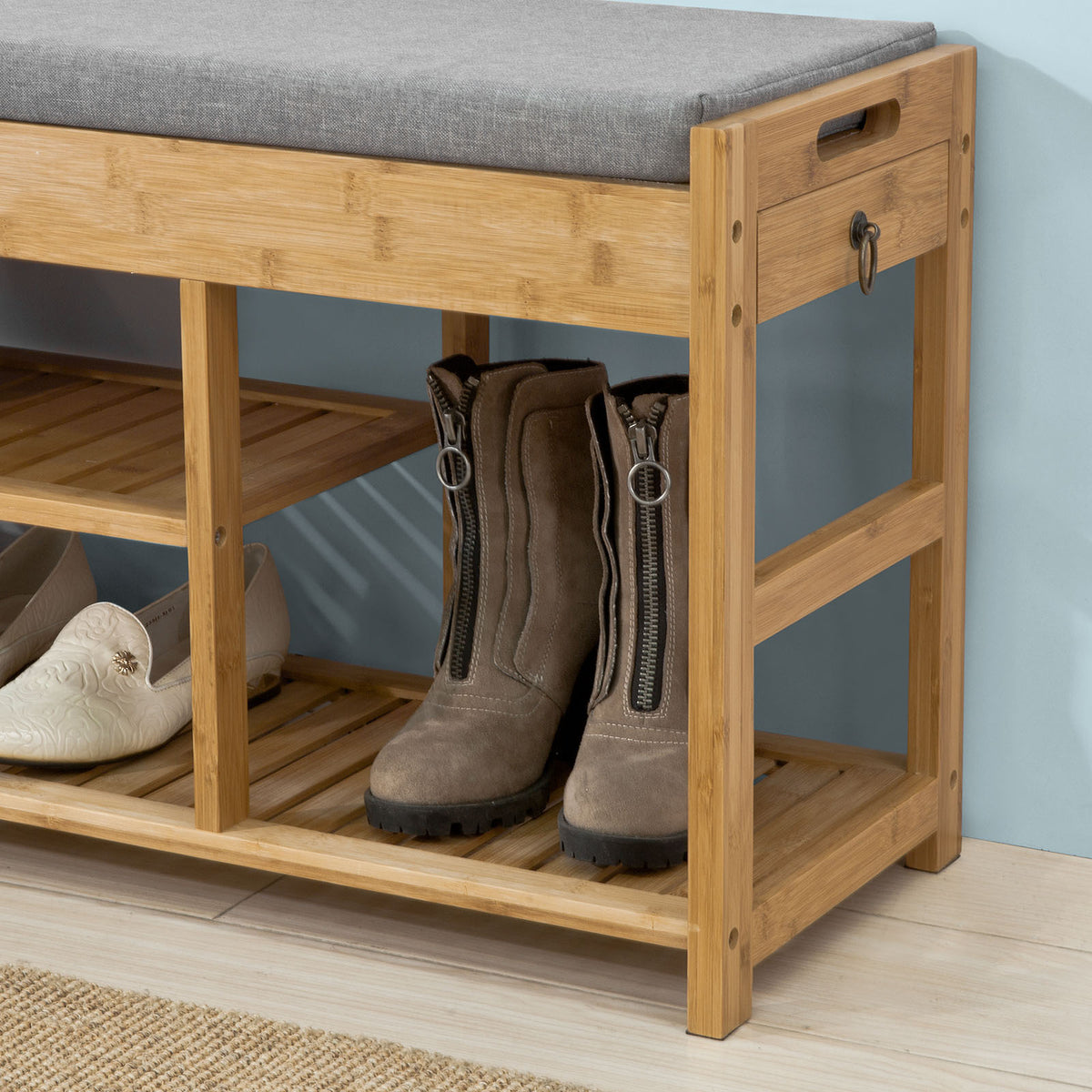 SoBuy FSR47-N+FHK06-N, Hallway Furniture Set, Shoe Bench and Wall Coat Rack, Wood
